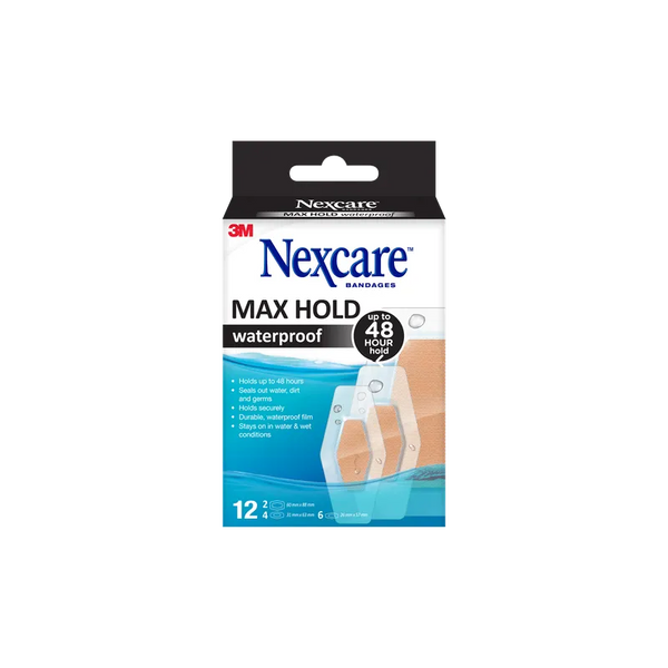 Nexcare Max Hold Water Proof Bandages 12'S